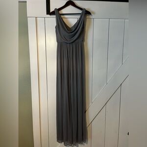 David’s Bridal gray bridesmaids dress
